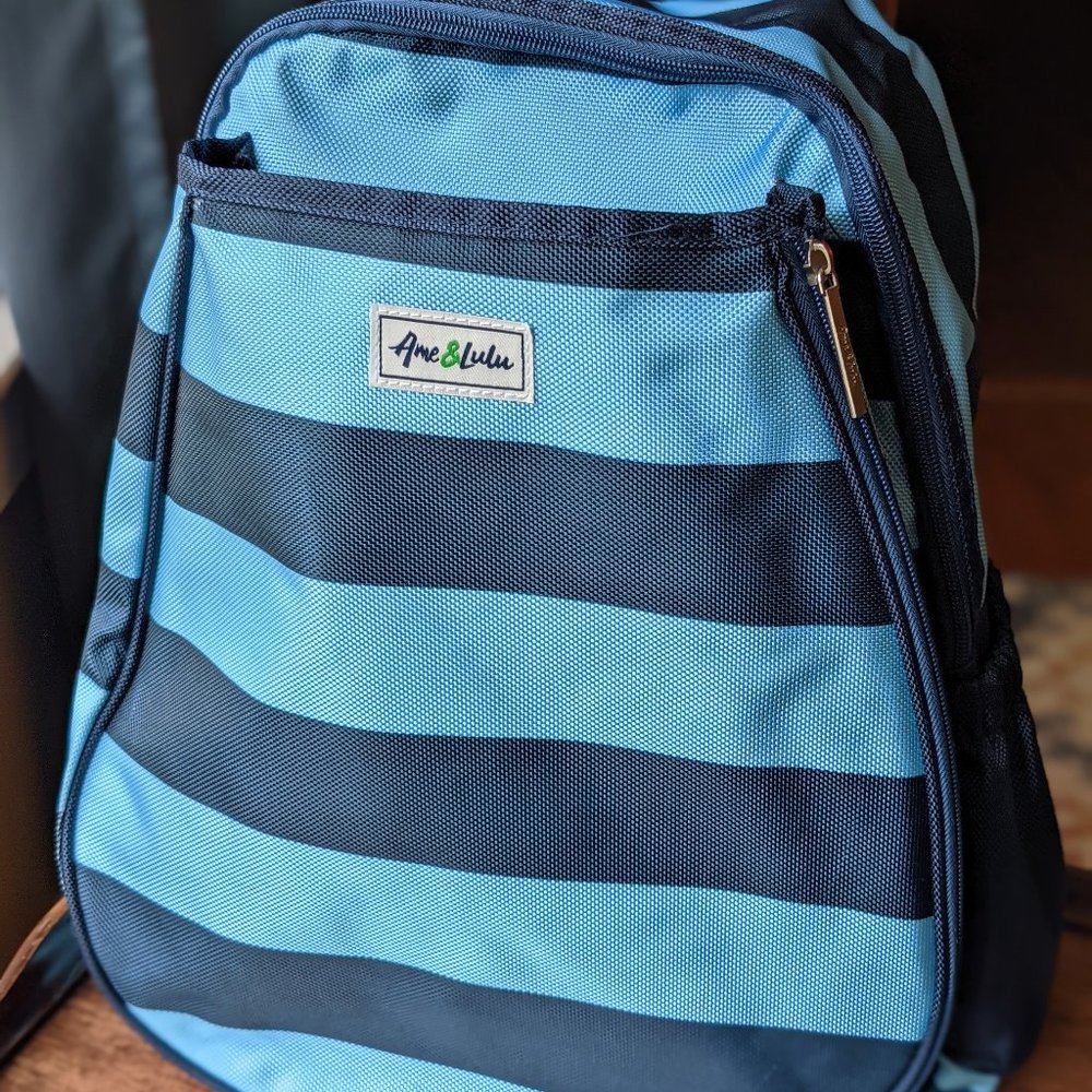 Ame & Lulu Game On tennis backpack, blue stripes